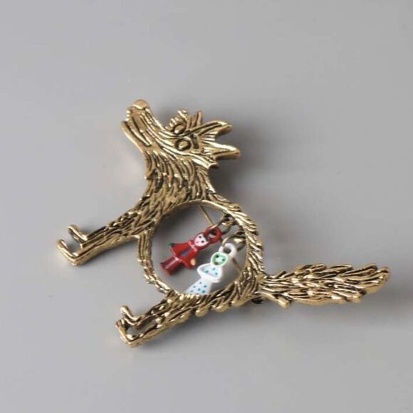Gothic Wolf and Red Riding Hood Brooch, Grandma,& Red Riding hood Charms unique - Picture 3 of 5